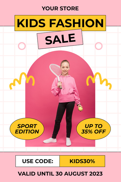 Designvorlage Kids Sport Fashion Sale für Pinterest