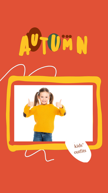 Kids Outfits Offer with Child in Autumn Shoes Instagram Video Story Design Template