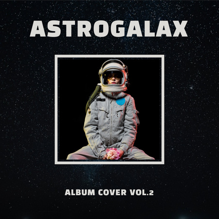 Woman in Astronaut Costume with Flower Album Cover – шаблон для дизайна