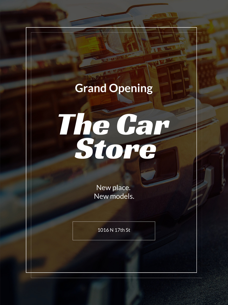 Car store grand opening announcement Poster USデザインテンプレート