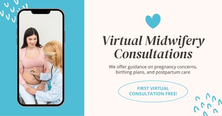 Ontwerpsjabloon van Facebook AD van Virtueel consult voor zwangere vrouwen