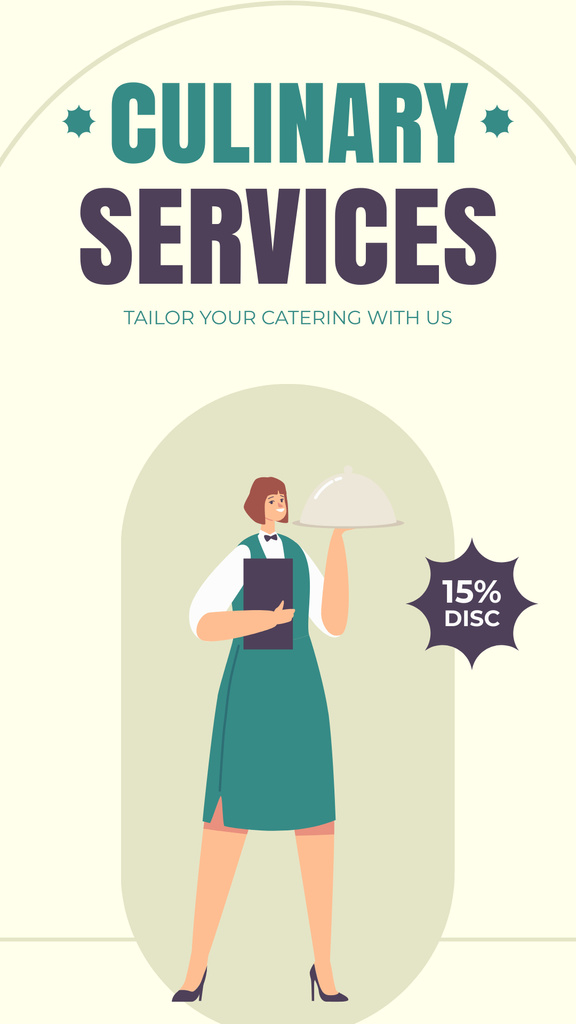 Exceptional Catering Services with Nice Discount Instagram Story Modelo de Design