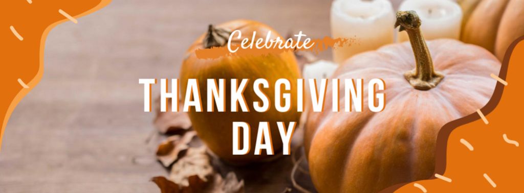 Thanksgiving Day Greeting with Pumpkins Facebook cover Design Template