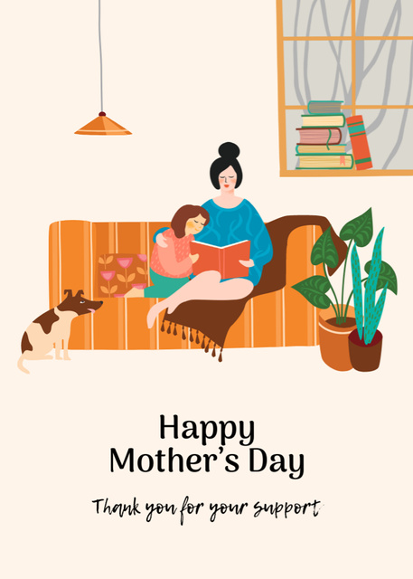 Mother's Day Greeting With Illustration Postcard 5x7in Vertical tervezősablon