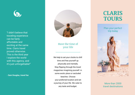 Platilla de diseño Travel Tours Offer with Woman Tourist Brochure Din Large Z-fold