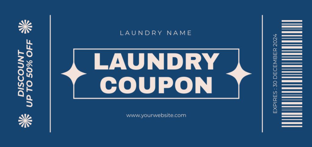 Simple Blue Voucher on Laundry Service Coupon Din Large Modelo de Design