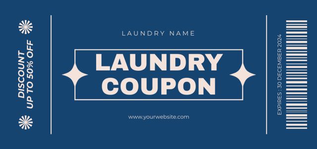 Simple Blue Voucher on Laundry Service Coupon Din Large Design Template