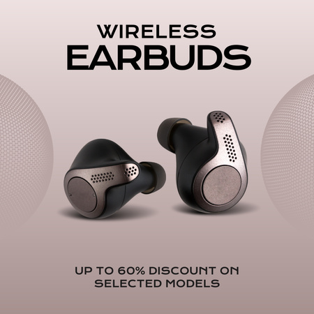 Wireless Headphone Discount Announcement Instagram AD Tasarım Şablonu