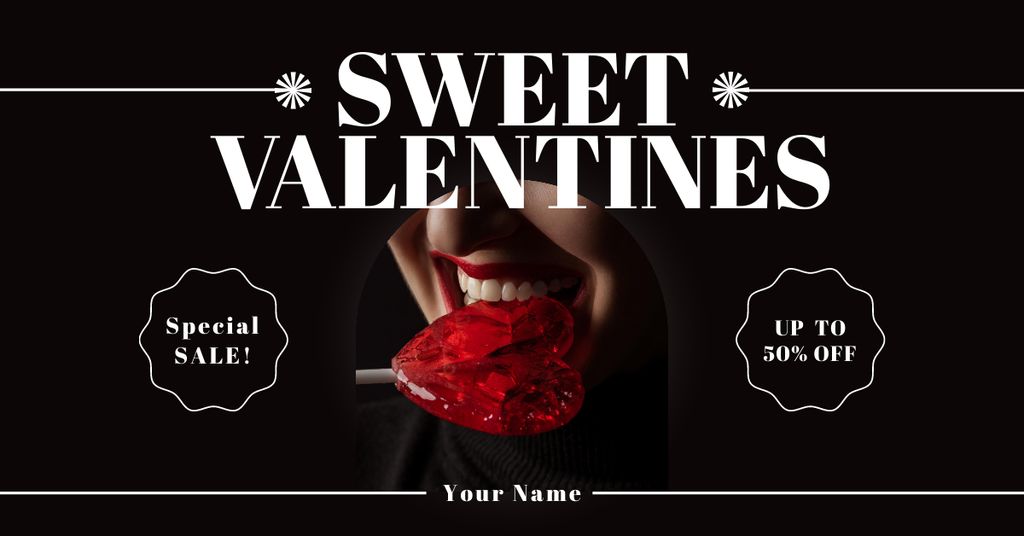 Ontwerpsjabloon van Facebook AD van Valentine's Day Sweet Sale