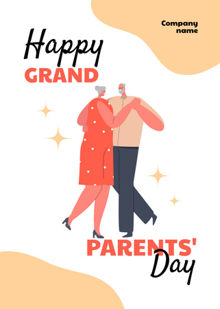 踊るカップルと幸せな祖父母の日の挨拶 Postcard 5x7in Verticalデザインテンプレート