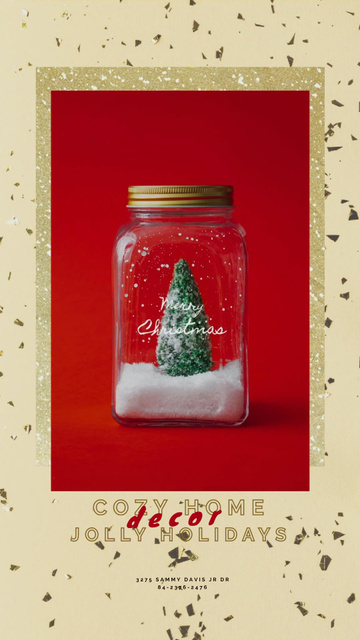 Christmas Greeting with Tree in Jar Instagram Video Story Design Template