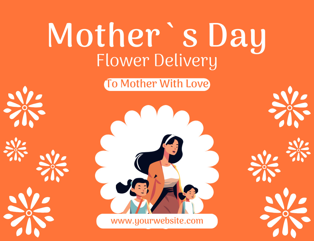 Flowers Delivery Offer on Mother's Day Thank You Card 5.5x4in Horizontal Design Template