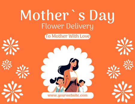 Flowers Delivery Offer on Mother's Day Thank You Card 5.5x4in Horizontal Design Template