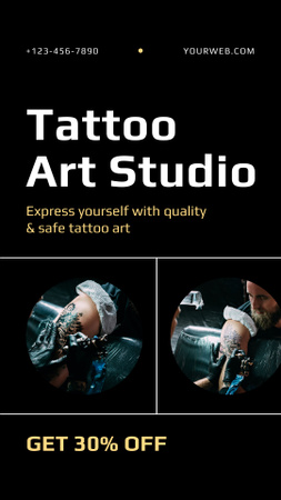 Beautiful Tattoo Art Studio Service With Discount Instagram Story Tasarım Şablonu