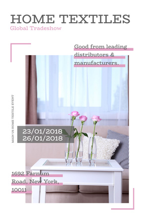 Home textiles event announcement roses in Interior Flyer 5.5x8.5in Design Template