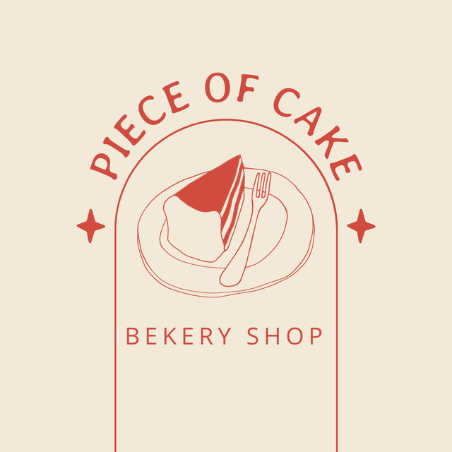 Bakery Emblem with Piece of Cake Logo 1080x1080px Πρότυπο σχεδίασης