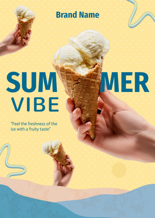 Delicious Ice Cream in Waffle Cone Flayer Design Template