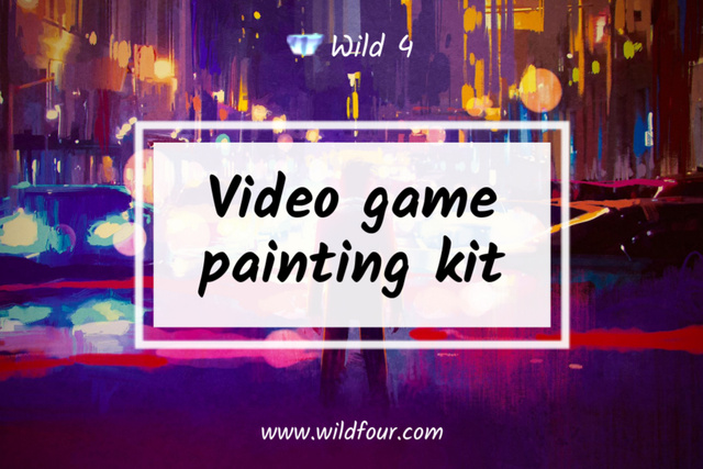 Ontwerpsjabloon van Label van Video Game Painting Kit Ad