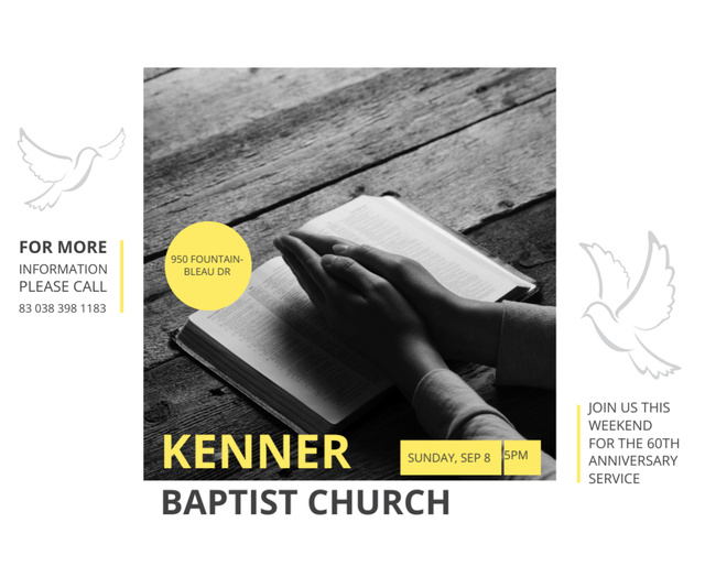 Modèle de visuel Invitation to Baptist Church Anniversary - Medium Rectangle