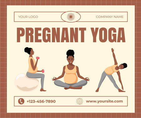 Ontwerpsjabloon van Facebook van zwangere afro-amerikaanse vrouw beoefenen van yoga