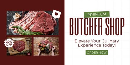Elevate Your Culinary with Our Butcher Shop Twitter Design Template