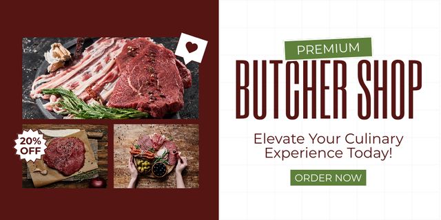 Ontwerpsjabloon van Twitter van Elevate Your Culinary with Our Butcher Shop