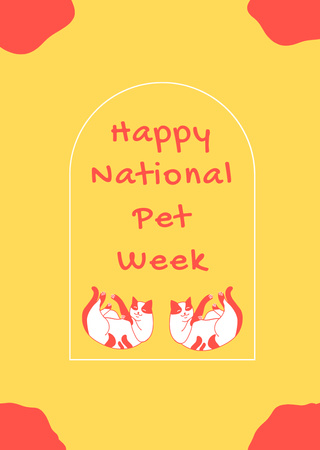 National Pet Week Greeting With Cute Cats Postcard A6 Vertical Πρότυπο σχεδίασης