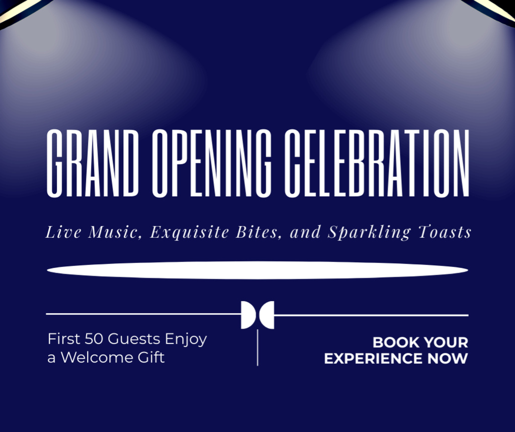 Ontwerpsjabloon van Facebook van Grand Opening Celebration With Welcome Gift And Booking
