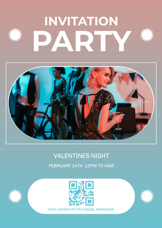 Valentine's Day Party Announcement with Attractive Blonde Invitation – шаблон для дизайна