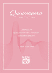 Announcement of Quinceañera Celebration with Tulips Bouquet In Pink
