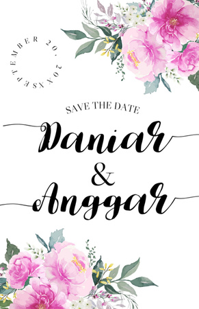 Modèle de visuel Save the Date of Wedding in Floral Frame - Invitation 5.5x8.5in