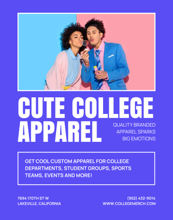 Cute College Apparel and Merchandise Offer Poster 22x28in Design Template