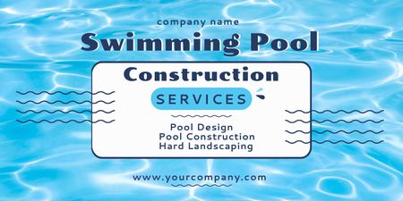 Pool Construction Services on Blue Twitter Design Template