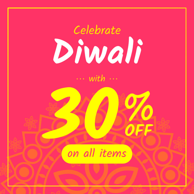 Happy Diwali Offer Mandala in Pink Instagram Design Template