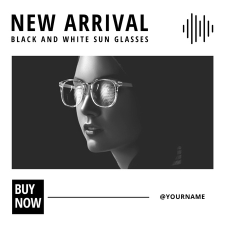Designvorlage Black and wite sunglasses new arrival für Instagram