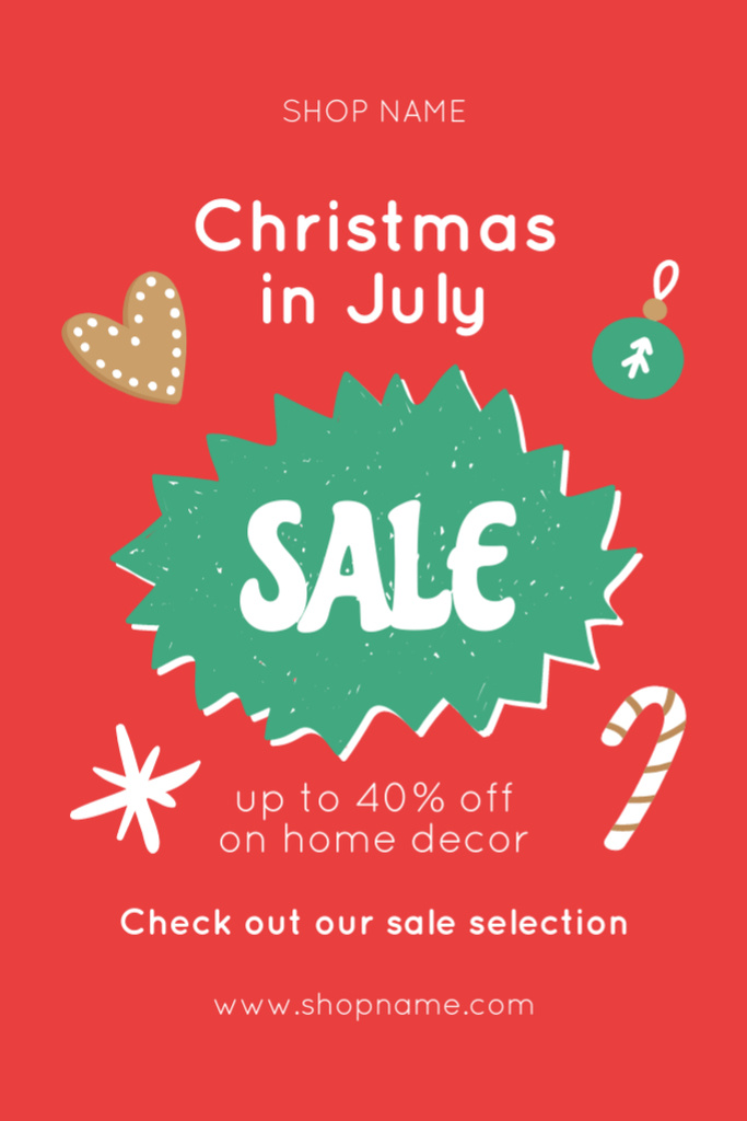 Spectacular July Christmas Sale Announcement In Red Flyer 4x6in Πρότυπο σχεδίασης