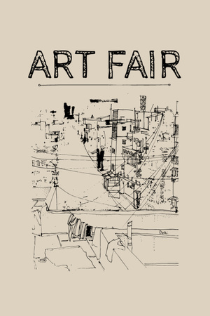 Art Fair Announcement with Blueprint Flyer 4x6in Design Template