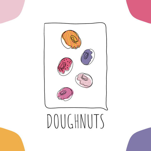 Delicious Lush Donuts with Multi-Colored Glaze Animated Logo – шаблон для дизайну