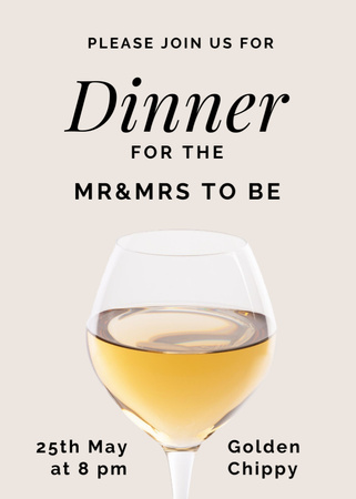 Wedding Announcement with Wine Glass Silhouette Invitation Design Template