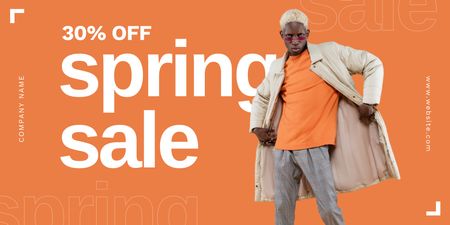 Offer Discounts for Spring Men's Collection Twitter Design Template