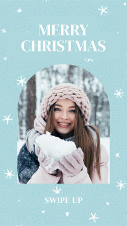Saudações sinceras do feriado de Natal e queda de neve Instagram Story Modelo de Design