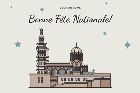 Template di design Giorno della Bastiglia della festa nazionale francese Postcard 4x6in
