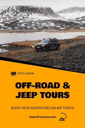 Off-Road Jeep Tours Offer with Mountain Landscape Postcard 4x6in Vertical tervezősablon