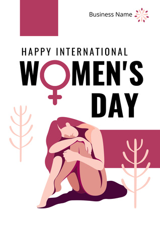 Women's Day Celebration with Illustration of Woman Poster Design Template
