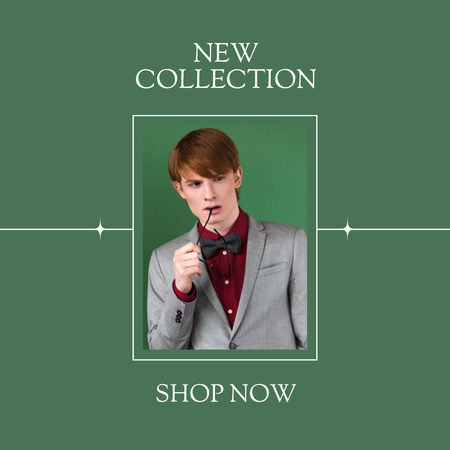 Nova coleção de roupas com promoção de gravata borboleta Instagram Modelo de Design