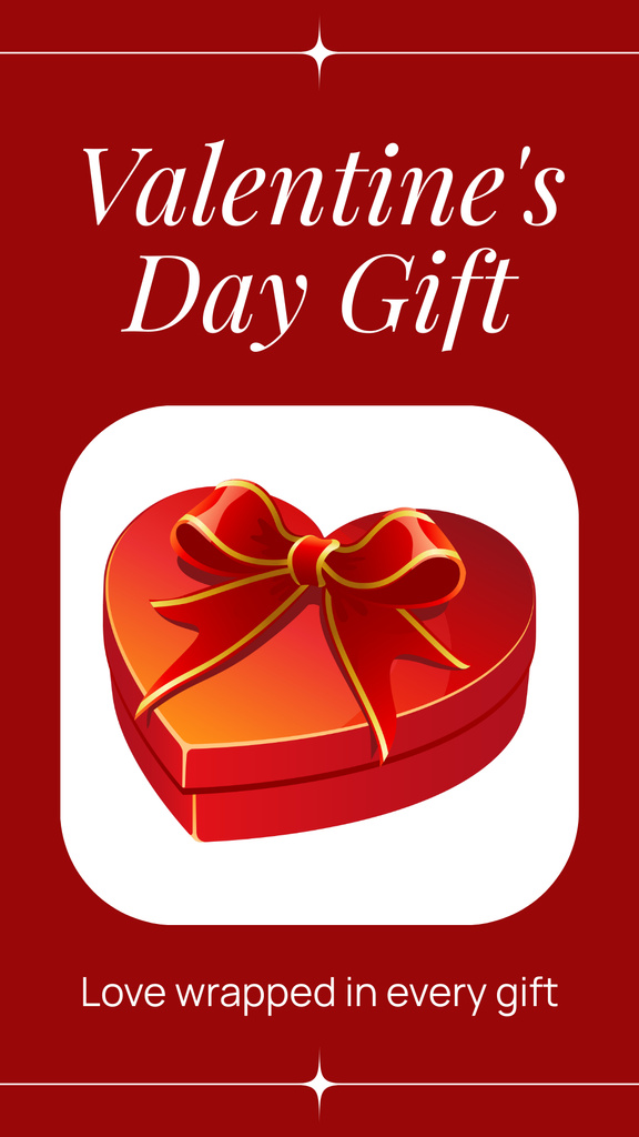 Wrapped Gift With Bow Due Valentine's Day Instagram Story Design Template
