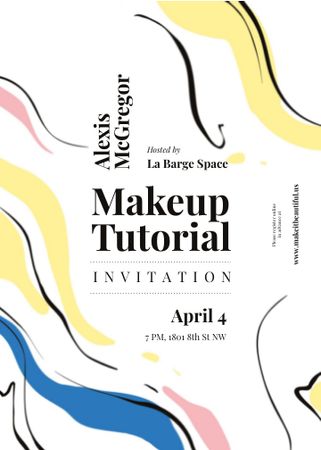 Designvorlage Makeup Tutorial invitation on paint smudges für Invitation