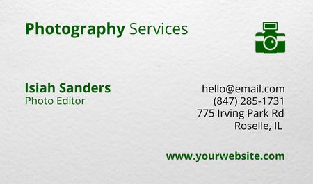 Photography Services Offer with Camera Icon Business card Πρότυπο σχεδίασης