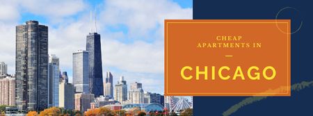 Ontwerpsjabloon van Facebook cover van Apartments Offer with Chicago city view