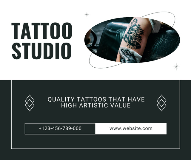 Designvorlage Artistic Tattoos Service Offer From Studio für Facebook